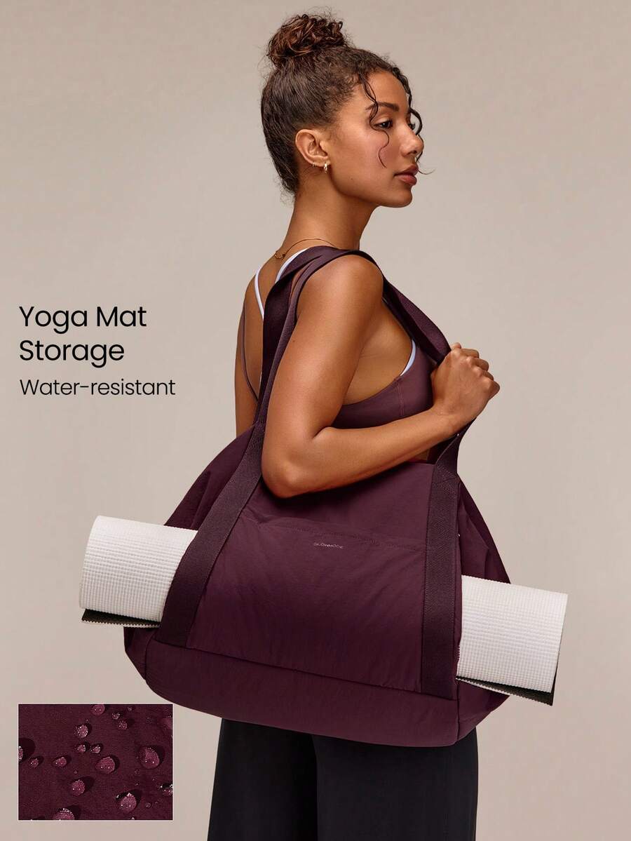 GLOWMODE 26L Maxi Zen Moves Water-Resistant Yoga Mat Storage Pocket Tote Bag Yoga Studio Gym Daily Casual Wear - Burgundy - View 1