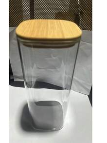 1 Square Glass Jar With Bamboo Lid For Storing Spices, Glass Kitchen Container, Glass Jar With Lid, Kitchen Jar And Lid - Multicolor - View 7