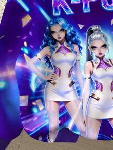 少女休閒可愛卡通女團印花 K-Pop 超級巨星款 厚實柔軟舒適運動衫，適合秋冬穿著 - 彩色 - 查看 4