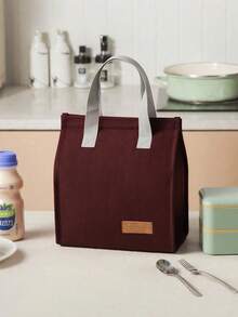1 pieza Bolsa de almuerzo minimalista, Bolsa térmica reutilizable, Bolsa de bento de gran capacidad - Multicolor - Ver 7