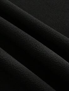 Femmeverse 大码女式网纱拼接A字连衣裙，显瘦又优雅 - 黑色 - 查看 8