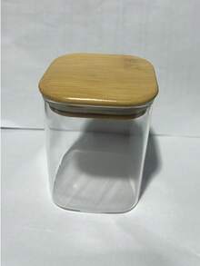 1 Square Glass Jar With Bamboo Lid For Storing Spices, Glass Kitchen Container, Glass Jar With Lid, Kitchen Jar And Lid - Multicolor - View 13