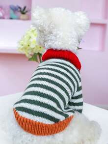 PETSIN 1 Piece Retro Style Color Stripe Pet Knitted Sweater, Simple And Comfortable Cat And Dog Clothing, Casual And Warm Daily Wear Top - mixed color - View 3