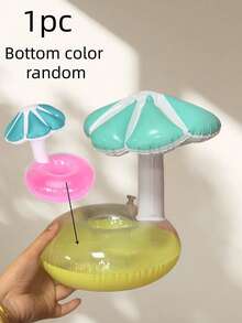 Floating Dual-Color Mushroom Umbrella Cup Holder – PVC Inflatable Water Floating Beverage Cup Coaster For Pool, Lake, Boat, Beach Party – Drink Float For Can, Bottle, Or Coffee Mug, Fun Pool Accessory - A - View 8