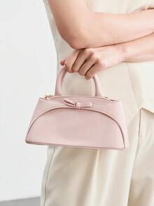 SHECARRY Tas Tangan Wanita Modis dengan Hiasan Pita, Warna Pink Segar, Tas Selempang yang Elegan dan Ringkas, Cocok untuk Penggunaan Sehari-hari, Bepergian, Berbelanja, dan Kencan. - Berwarna merah muda - View 1