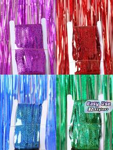 1pc 100x200cm (39.4x78.7in) Purple Tinsel Sequin Fringe Backdrop – Metallic Foil Curtain For Mermaid Birthday, Carnival, New Year, Halloween, Christmas Party Decor - multicolor - View 1