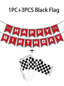 Racing Party Decorations Set, Black Red Checkered Flag With Game Controller Banner For Birthday Background - Banner - View 17