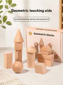 MINKOJA Set Balok Bangunan Geometris Kayu Beech, 12 Buah Balok Bentuk Kayu Padat Tanpa Lapisan, Ukuran Besar Mainan Susun Pengenalan Bentuk Montessori, Mainan Edukasi Pelatihan Motorik Halus Berpikir Spasial untuk Anak Usia 3 Tahun ke Atas - MultiWarna - View 10