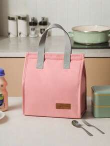 1 pieza Bolsa de almuerzo minimalista, Bolsa térmica reutilizable, Bolsa de bento de gran capacidad - Multicolor - Ver 15