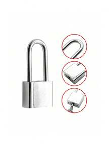 Heavy-Duty Metal Padlock - 4 Keys, Rustproof & Waterproof For Gates, Warehouses & Outdoor Use (Secure Durable Lock) - Silver - View 4