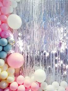 1pc 100x200cm (39.4x78.7in) Purple Tinsel Sequin Fringe Backdrop – Metallic Foil Curtain For Mermaid Birthday, Carnival, New Year, Halloween, Christmas Party Decor - multicolor - View 9