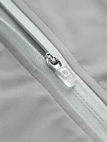SHEIN Cheerettes 女款拼色拉鍊休閒日常騎行短袖上衣 - 灰色 - 查看 7