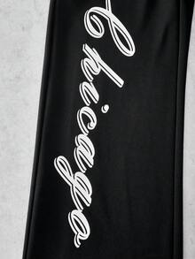 2件組 男士青少年街頭風花卉滿版印花連帽衛衣與直筒長褲套裝，適合街頭穿搭，中性款 - 黑與白 - 查看 8