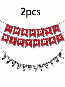 Racing Party Decorations Set, Black Red Checkered Flag With Game Controller Banner For Birthday Background - Banner - View 9