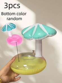 Floating Dual-Color Mushroom Umbrella Cup Holder – PVC Inflatable Water Floating Beverage Cup Coaster For Pool, Lake, Boat, Beach Party – Drink Float For Can, Bottle, Or Coffee Mug, Fun Pool Accessory - A - View 12