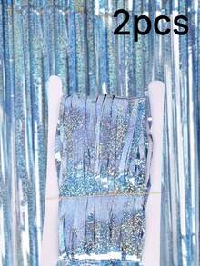 1pc 100x200cm (39.4x78.7in) Purple Tinsel Sequin Fringe Backdrop – Metallic Foil Curtain For Mermaid Birthday, Carnival, New Year, Halloween, Christmas Party Decor - multicolor - View 25