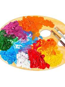 1PC 30*24cm Wooden Palette, Oil & Acrylic Painting Art Supplies - multicolor - View 8