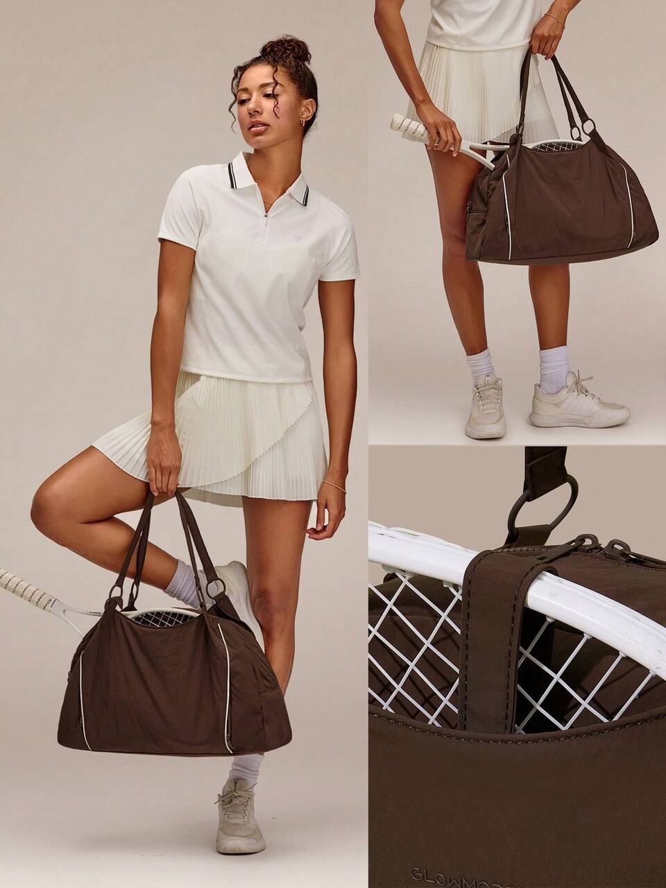 Maxi 22L Court & Course Water-Repellant Tennis Rack Storage Zipper Compartment Pockets Tote Bag Golf Tennis Pickleball Casual