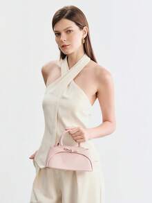SHECARRY Tas Tangan Wanita Modis dengan Hiasan Pita, Warna Pink Segar, Tas Selempang yang Elegan dan Ringkas, Cocok untuk Penggunaan Sehari-hari, Bepergian, Berbelanja, dan Kencan. - Berwarna merah muda - View 2