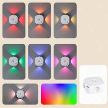 1PC New Square Smart RGB Light, A Human Body Induction Magnetic Night Light, And A Rechargeable Cat-Eye Ambient Light - متعدد الألوان - مشاهدة 11