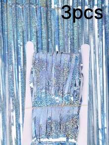 1pc 100x200cm (39.4x78.7in) Purple Tinsel Sequin Fringe Backdrop – Metallic Foil Curtain For Mermaid Birthday, Carnival, New Year, Halloween, Christmas Party Decor - multicolor - View 44