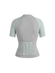 SHEIN Cheerettes 女款拼色拉鍊休閒日常騎行短袖上衣 - 灰色 - 查看 2