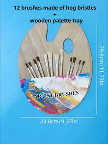 1PC 30*24cm Wooden Palette, Oil & Acrylic Painting Art Supplies - multicolor - View 12