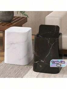 1 Paket Tempat Sampah Imitasi Tekstur Marmer Baru, Tempat Sampah Mewah dan Kokoh untuk Ruang Tamu, Kamar Mandi, Dapur, Kamar Tidur, Rumah & Hotel - beraneka warna - View 1