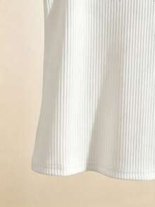 Elenzga Women's Solid Color Button Design V-Neck Casual Tank Top - White - View 3