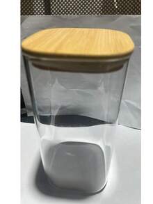1 Square Glass Jar With Bamboo Lid For Storing Spices, Glass Kitchen Container, Glass Jar With Lid, Kitchen Jar And Lid - Multicolor - View 11