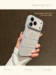 Breathable Mesh Heat Dissipation Phone Case, Matte Full Wrap Shockproof Protective Cover Compatible With IPhone 17/16/15/14/13 Pro Max Plus - Grey - View 5