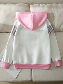 SHEIN 青少年女孩開學連帽外套 極簡復古可愛 Y2K 風格舒適穿搭 - 白色 - 查看 2