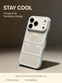 Breathable Mesh Heat Dissipation Phone Case, Matte Full Wrap Shockproof Protective Cover Compatible With IPhone 17/16/15/14/13 Pro Max Plus - Grey - View 2