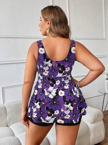 Swim Lushoire Conjunto de tankini de traje de baño con estampado floral de talla grande - Multicolor - Ver 2