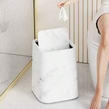 1 Paket Tempat Sampah Imitasi Tekstur Marmer Baru, Tempat Sampah Mewah dan Kokoh untuk Ruang Tamu, Kamar Mandi, Dapur, Kamar Tidur, Rumah & Hotel - beraneka warna - View 6