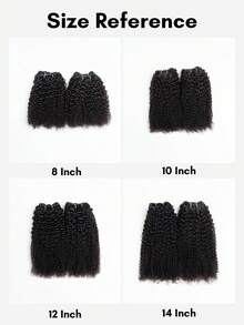 6件組 Kinky Curly 人髮束 短捲髮接髮片 自然黑 縫接髮片 - Natural Black - 查看 5