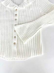 Franclia Women's Basic Minimalist Fashion Turndown Collar Elegant Cardigan, Christmas White Cardigan Sweater Ribbed Shirt Tops For Women Elegant - White - View 6