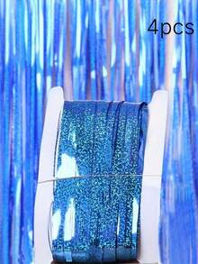 1pc 100x200cm (39.4x78.7in) Purple Tinsel Sequin Fringe Backdrop – Metallic Foil Curtain For Mermaid Birthday, Carnival, New Year, Halloween, Christmas Party Decor - multicolor - View 18