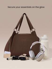 GLOWMODE Maxi 22L Court & Course 防潑水網球拍收納托特包，附拉鍊隔層口袋，適用高爾夫、網球、匹克球休閒攜行 - 深咖啡色 - 查看 2