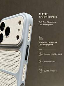 Breathable Mesh Heat Dissipation Phone Case, Matte Full Wrap Shockproof Protective Cover Compatible With IPhone 17/16/15/14/13 Pro Max Plus - Grey - View 3