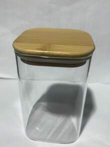 1 Square Glass Jar With Bamboo Lid For Storing Spices, Glass Kitchen Container, Glass Jar With Lid, Kitchen Jar And Lid - Multicolor - View 9