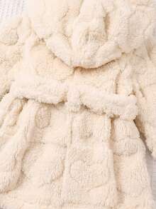 SHEIN Newborn Baby Winter Comfortable Long Sleeve Hooded Robe Loungewear - Beige - View 3