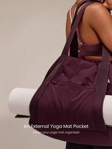 GLOWMODE 26L Maxi Zen Moves Water-Resistant Yoga Mat Storage Pocket Tote Bag Yoga Studio Gym Daily Casual Wear - Burgundy - View 4