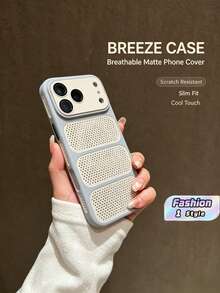 Breathable Mesh Heat Dissipation Phone Case, Matte Full Wrap Shockproof Protective Cover Compatible With IPhone 17/16/15/14/13 Pro Max Plus - Grey - View 1