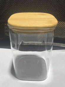 1 Square Glass Jar With Bamboo Lid For Storing Spices, Glass Kitchen Container, Glass Jar With Lid, Kitchen Jar And Lid - Multicolor - View 14