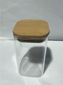1 Square Glass Jar With Bamboo Lid For Storing Spices, Glass Kitchen Container, Glass Jar With Lid, Kitchen Jar And Lid - Multicolor - View 12