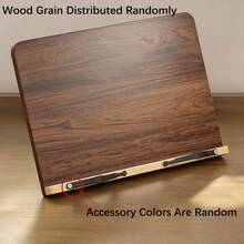 1Pc Adjustable Wooden Book Stand, Ergonomic Vintage Reading Holder, Foldable Desktop Support With Elastic Clips, For Books Laptops Tablets Drawing Sketching - Multicolor - View 7