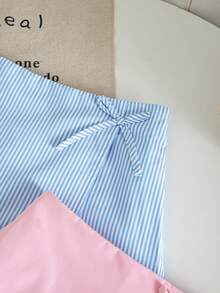 SHEIN 女童編織純色條紋修身休閒短褲 2件組 - 珊瑚粉 - 查看 7