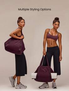 GLOWMODE 26L Maxi Zen Moves Water-Resistant Yoga Mat Storage Pocket Tote Bag Yoga Studio Gym Daily Casual Wear - Burgundy - View 2