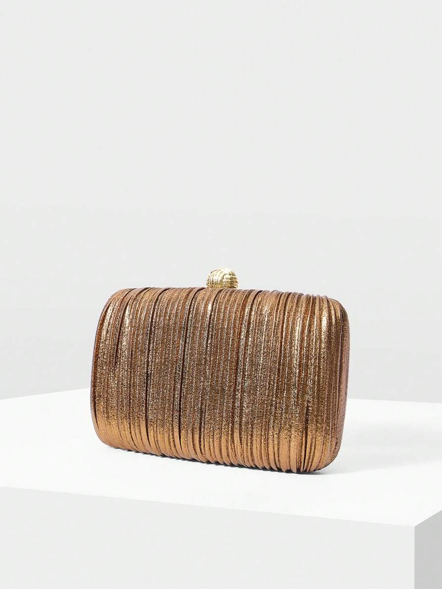 MOTF PREMIUM LADIES COFFEE PLEATED DINNER CLUTCH BAG FOR PARTIES, WEDDINGS, DANCES, DINNERS, FESTIVALS, DRESS MATCHING - coffee color - View 2